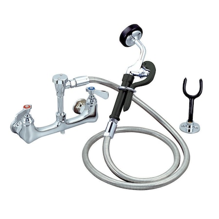 Bk Resources Optiflow Utility Spray, Splash/Wall Mount, Dual Valve, SS Braided Hose BKF-8SMUS-G